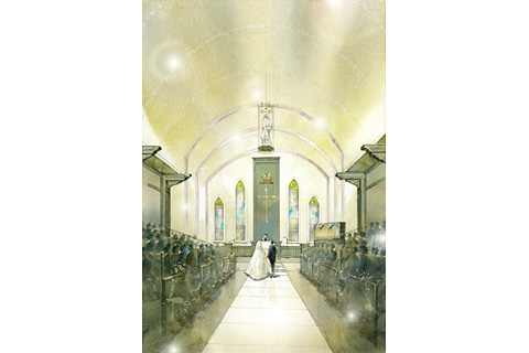 結婚式場教会祭壇パース